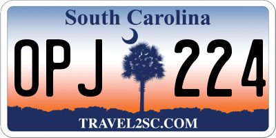 SC license plate OPJ224