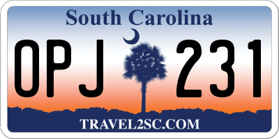 SC license plate OPJ231