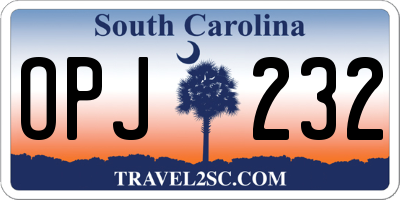SC license plate OPJ232
