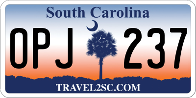 SC license plate OPJ237