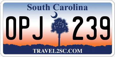 SC license plate OPJ239
