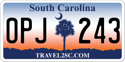 SC license plate OPJ243