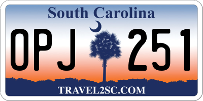 SC license plate OPJ251