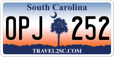 SC license plate OPJ252