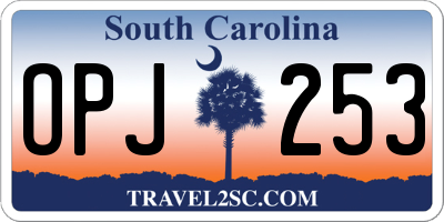 SC license plate OPJ253