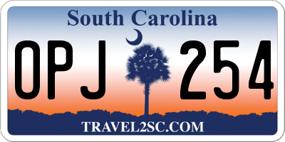 SC license plate OPJ254