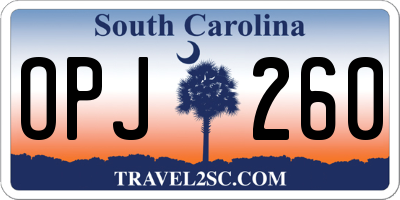 SC license plate OPJ260