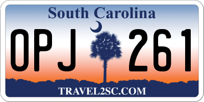 SC license plate OPJ261