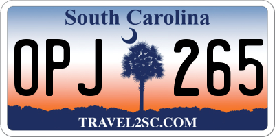 SC license plate OPJ265
