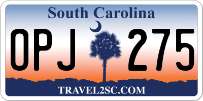 SC license plate OPJ275