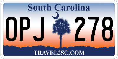 SC license plate OPJ278
