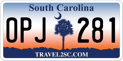 SC license plate OPJ281