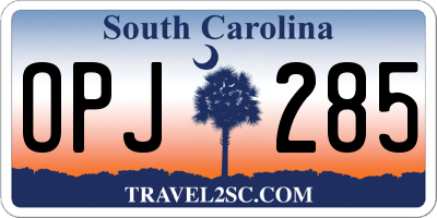 SC license plate OPJ285