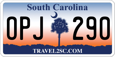 SC license plate OPJ290