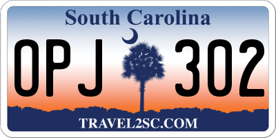 SC license plate OPJ302