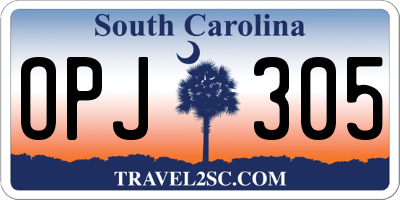 SC license plate OPJ305