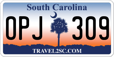 SC license plate OPJ309