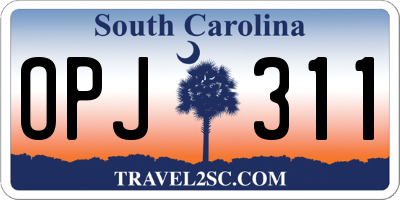 SC license plate OPJ311