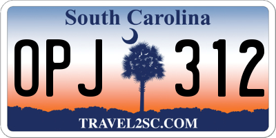 SC license plate OPJ312