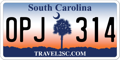 SC license plate OPJ314