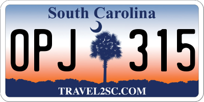 SC license plate OPJ315