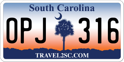 SC license plate OPJ316