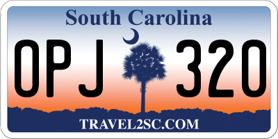 SC license plate OPJ320