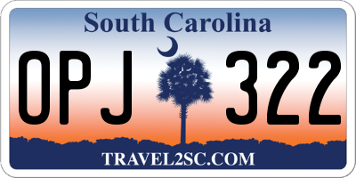 SC license plate OPJ322