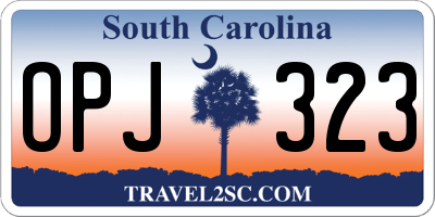SC license plate OPJ323