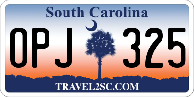 SC license plate OPJ325