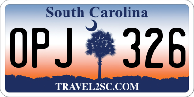 SC license plate OPJ326