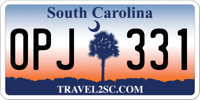 SC license plate OPJ331