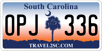 SC license plate OPJ336