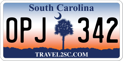 SC license plate OPJ342