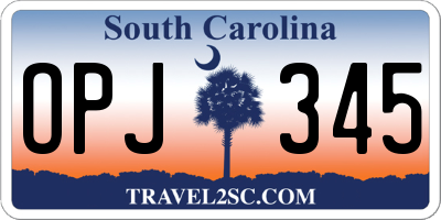 SC license plate OPJ345