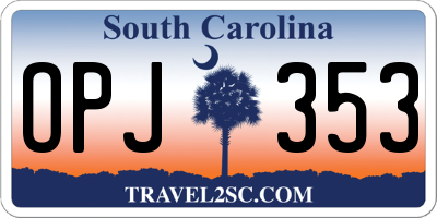 SC license plate OPJ353