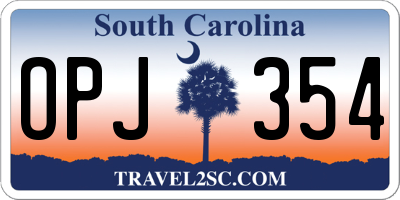 SC license plate OPJ354