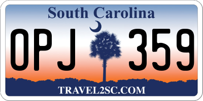 SC license plate OPJ359