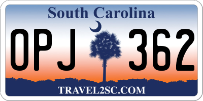 SC license plate OPJ362
