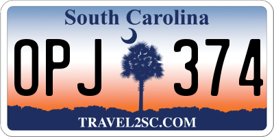 SC license plate OPJ374