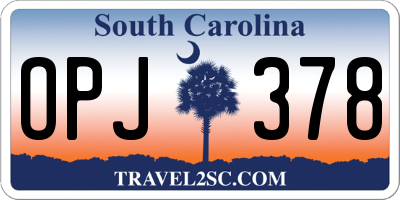 SC license plate OPJ378
