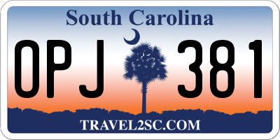 SC license plate OPJ381
