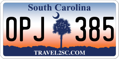 SC license plate OPJ385
