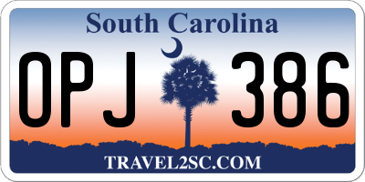 SC license plate OPJ386