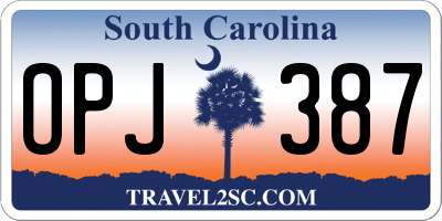 SC license plate OPJ387