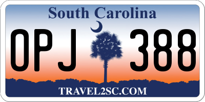 SC license plate OPJ388