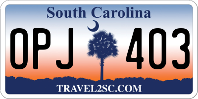 SC license plate OPJ403
