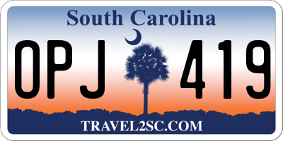 SC license plate OPJ419