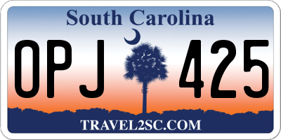 SC license plate OPJ425
