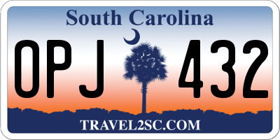 SC license plate OPJ432